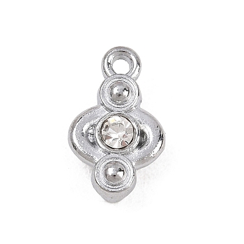 Alloy Rhinestone Tube Bails, Slider Charm, Platinum, 15x9x5.5mm, Hole: 1.4mm