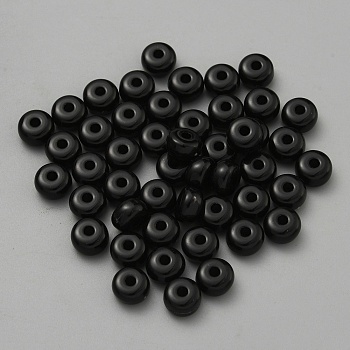 100Pcs Opaque Acrylic Beads, Rondelle, Black, 7x4mm, Hole: 2mm, 100pcs/set