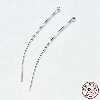 925 Sterling Silver Ball Head Pins, Silver, 35x0.5mm(24 Gauge), Ball: 1.8mm, about 183pcs/20g