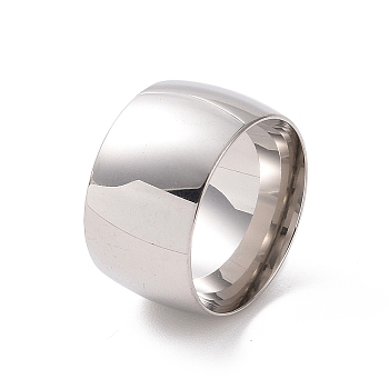 201 Stainless Steel Wide Plain Band Ring for Women, Stainless Steel Color, Inner Diameter: 17mm