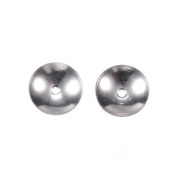 201 Stainless Steel Bead Caps, Round, Stainless Steel Color, 8x2.5mm, Hole: 0.5mm