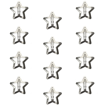 Metal Hollow Star Snap Hair Clips for Women Girls, Platinum, 40mm