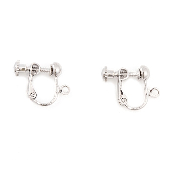Brass Earring Findings, Platinum, 17x13.5x5mm, Hole: 1mm
