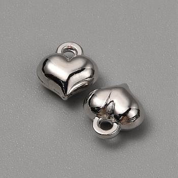 Alloy Charms, Puffed Heart Charms, Platinum, 9x8x4mm, Hole: 1.4mm