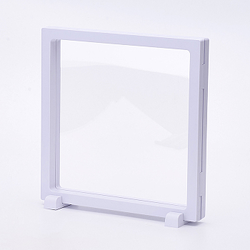 Plastic Frame Stands, with Transparent Membrane, For Ring, Pendant, Bracelet Jewelry Display, Square, White, 18x18x2cm