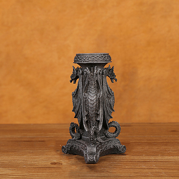 Halloween Theme Resin Candle Holder, Dragon, Dragon, 9.5x8.5x15cm