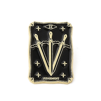 Alloy Brooch, Enamel Pins, Light Gold, Tarot Card Badges, Judgement, Black, 30.5x21.5x1.5mm