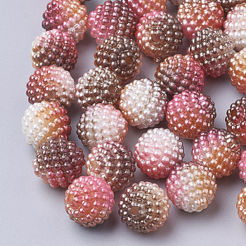 Imitation Pearl Acrylic Beads, Berry Beads, Combined Beads, Rainbow Gradient Mermaid Pearl Beads, Round, Saddle Brown, 12mm, Hole: 1mm, about 200pcs/bag