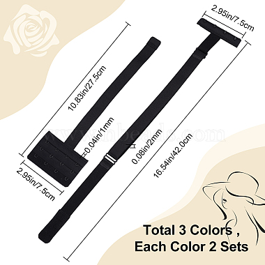 6 Sets 3 Colors Nylon Low Back Bra Converter Straps(FIND-GF0003-15)-2