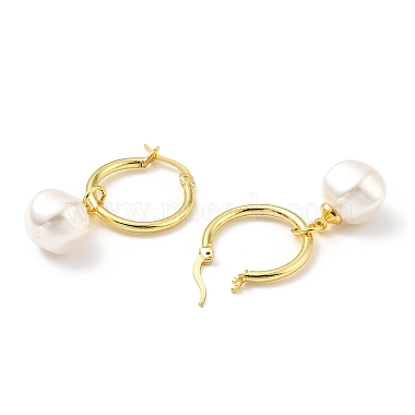 Plastic Pearl Dangle Hoop Earrings(X-EJEW-A070-01G)-2