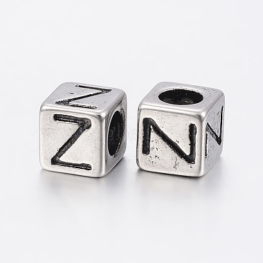 304 Stainless Steel Large Hole Letter European Beads(STAS-H428-01AS-Z)-2