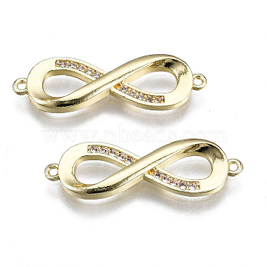 Brass Micro Pave Clear Cubic Zirconia Links Connectors(ZIRC-S069-038G)-2