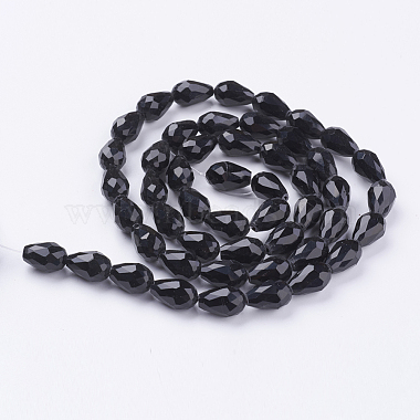 Black Faceted Glass Teardrop Beads Strands(X-GLAA-E010-10x15mm-17)-2