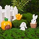 Résine debout lapin statue lapin sculpture carotte bonsaï figurine pour pelouse jardin table décoration de la maison (couleur mélangée)(JX086A)-5