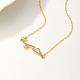 Cubic Zirconia Wave Pendant Necklace with Golden Brass Chains(RP3424-2)-3