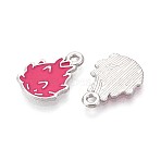 Fruit Alloy Enamel Charms, Dragon Fruit, Platinum, Hot Pink, 16x11x1.5mm, Hole: 1.5mm(PALLOY-S058-01P-06)