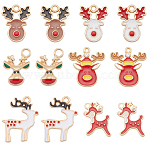 60Pcs 6 Styles Alloy Enamel Pendants, for Christmas, Christmas Reindeer/Stag, Mixed Color, 17~23x12~18.5x1.5~3.5mm, Hole: 1.5~2.5mm, 10pcs/style(ENAM-SC0005-23)