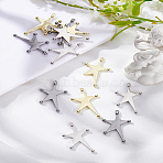 12Pcs 3 Colors Rack Plating Alloy Pendants, Cadmium Free & Lead Free & Nickel Free, Star Charms, Mixed Color, 35.5x21x3mm, Hole: 1.4mm, 4pcs/color(FIND-LP0005-95)