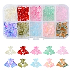 120Pcs 10 Colors Spray Painted Transparent Glass Beads, Tulip Flower, Mixed Color, 10x11x5.5mm, Hole: 1mm, 12pcs/color(GLAA-FS0001-84)