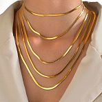 304 Stainless Steel Snake Chain Necklaces for Women, Golden, 4mm, 15.75 inch(40cm)(WG80FEF-11)