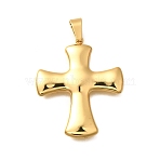 304 Stainless Steel Pendants, Cross Charm, Golden, 43x36x5.5mm, Hole: 9.5x5mm(BJEW-H200-11G-03)
