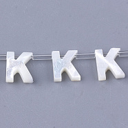 Sea Shell Beads, Top Drilled Beads, Letter, Letter.K, 10x8.5x3mm, Hole: 0.8mm(X-SHEL-T012-60K)