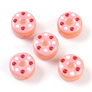 Lampwork Beads, Doughnut, Pink, 15x10mm, Hole: 1.2mm(LAMP-C015-01A)