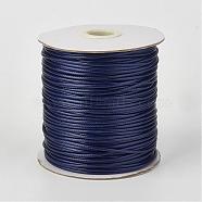Eco-Friendly Korean Waxed Polyester Cord, Midnight Blue, 1mm, about 169.51~174.98 Yards(155~160m)/Roll(YC-P002-1mm-1115)