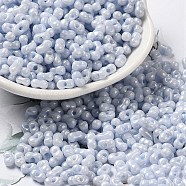 Glass Seed Beads, Peanut, Light Steel Blue, 5.5~6x3~3.5x3mm, Hole: 1~1.2mm, about 4000pcs/pound(SEED-K009-02B-12)