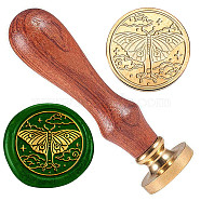 Golden Plated Brass Sealing Wax Stamp Head, with Wood Handle, for Envelopes Invitations, Gift Cards, Insects, 83x22mm, Head: 7.5mm, Stamps: 25x14.5mm(AJEW-WH0208-938)