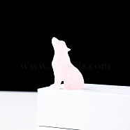 Natural Rose Quartz Carved Healing Wolf Figurines, Reiki Stones Statues for Energy Balancing Meditation Therapy, 50mm(WOLF-PW0001-13A)
