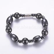 Magnetic Synthetic Hematite Beaded Bracelets, with Magnetic Clasps, 8-1/4 inch(210mm)(BJEW-P178-07)