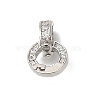 Rack Plating Brass Micro Pave Clear Cubic Zirconia Twister Clasps, Cadmium Free & Lead Free, Long-Lasting Plated, Platinum, 15mm, Hole: 4mm(KK-A222-05B-P)