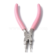 (Defective Closeout Sale: Yellowing) 6-in-1 Bail Making Pliers, Carbon Steel 6-Step Multi-Size Wire Looping Forming Pliers, Ferronickel, for Loops and Jump Rings, Pink, 14.5x7.8x1.4cm(PT-XCP0001-19)