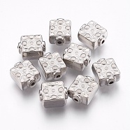 CCB Plastic Beads, Square, Platinum, 13x11x6.5mm, Hole: 2mm(CCB-P004-06P)