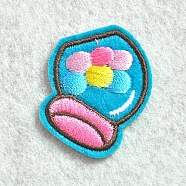 Computerized Embroidery Cloth Iron/sew On Patches, Costume Accessories, Appliques, Candy, Dark Turquoise, 38x35mm(DIY-L003-069)