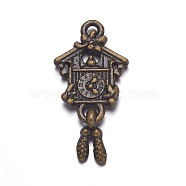 Alloy Pendants, Cadmium Free & Nickel Free & Lead Free, House, Antique Bronze Color, Size: about 25mm long, 12.5mm wide, 3mm thick, hole: 2mm(PALLOY-A15371-AB-NF)
