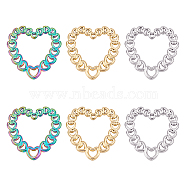 Unicraftale 6Pcs 3 Colors 304 Stainless Steel Linking Rings, Heart, Mixed Color, 20.5x20x1mm, Inner Diameter: 10.5x13mm, 2pcs/color(STAS-UN0039-55)