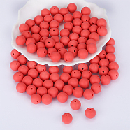 Round Silicone Focal Beads, Chewing Beads For Teethers, DIY Nursing Necklaces Making, Salmon, 15mm, Hole: 2mm(SI-JX0046A-45)