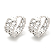 Chain-Shaped Brass Hoop Earrings, Real Platinum Plated, 13x6.5mm(EJEW-L211-009A-P)