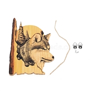 3D Wolf Animal Carving Handcraft, with Hemp Cords, Iron Screws & Hanging Rings, Wooden Gift Ornament Home Wall Hanging Decoration, Peru, 191x125x7mm(HJEW-WH0028-47)