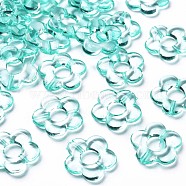 Transparent Acrylic Bead Frames, Flower, Turquoise, 19x20x3.5mm, Hole: 1.6mm, Inner Diameter: 6.5mm, about 632pcs/500g(TACR-S154-29B-68)