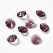Glass Charms, Faceted, Cone, Indian Red, 14x7mm, Hole: 1mm(RGLA-L026-C06)
