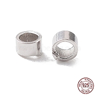 Rhodium Plated 925 Sterling Silver Spacer Tube Beads, Column, Platinum, 1.5x1mm, Hole: 1mm, about 1111pcs(10g)/bag(STER-Z006-01A-P)