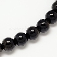 Grade AA Natural Golden Sheen Obsidian Round Beads Strands, 8mm, Hole: 1mm, about 49pcs/strand, 15.7 inch(G-L275-01-8mm)