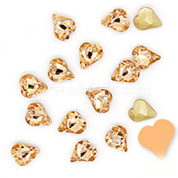 Glass Rhinestone Cabochons, Nail Art Decoration Accessories, Heart, Saddle Brown, 9x8x4mm(MRMJ-Q032-054A-02)