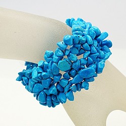 Gemstone Chip Stretch Bracelets, Howlite, 43~48mm(BJEW-D093-7)