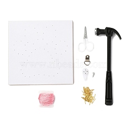 Footprint Pattern DIY String Art Kit Sets, Including Hammer, Wooden Board, Plastic Holder Accessories, Alloy Nails & Screws, Scissor, Polyester Thread, 15x15x0.85cm(DIY-F070-15)