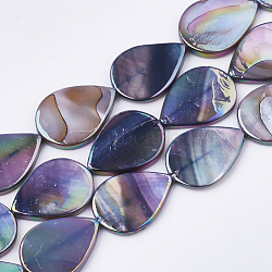 AB Color Freshwater Shell Beads Strands, Dyed, teardrop, Colorful, 17.5x13x2.5mm, Hole: 1mm, about 22pcs/strand, 15.3 inch(X-SHEL-S274-38A)