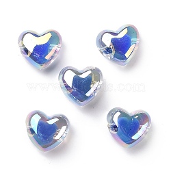 Transparent Acrylic Beads, Bead in Bead, AB Color Plated, Heart, Blue, 19x21.5x14mm, Hole: 3.5mm(TACR-G044-01B)